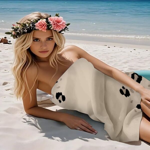 Serviette de plage Imprimé léopard beige – Image 7