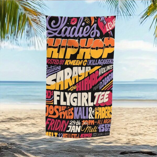 Serviette de Plage en Microfibre Graphique Hip-Hop – Image 2
