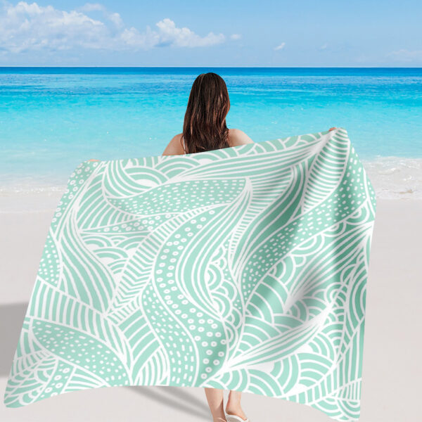 Drap de plage Motif Feuille Verte Simple – Image 2