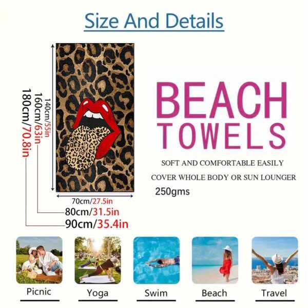 Serviette de plage lèvre léopard – Image 4