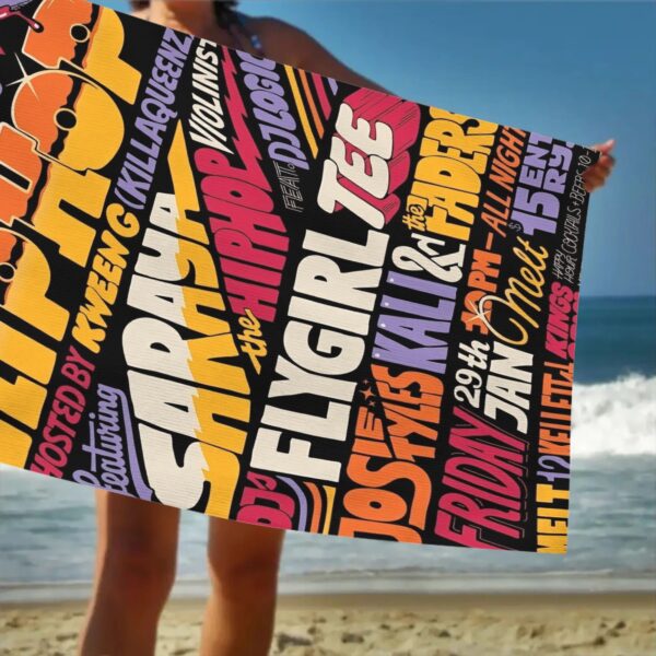 Serviette de Plage en Microfibre Graphique Hip-Hop – Image 5