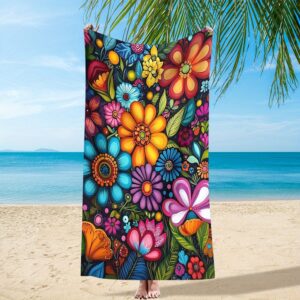 Drap de plage Imprimé Floral Tropical Vibrant
