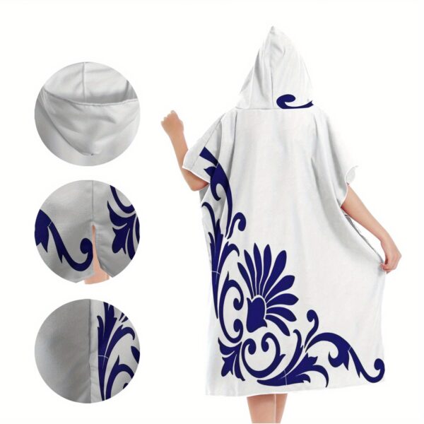 Poncho de plage motifs floraux bleus – Image 2