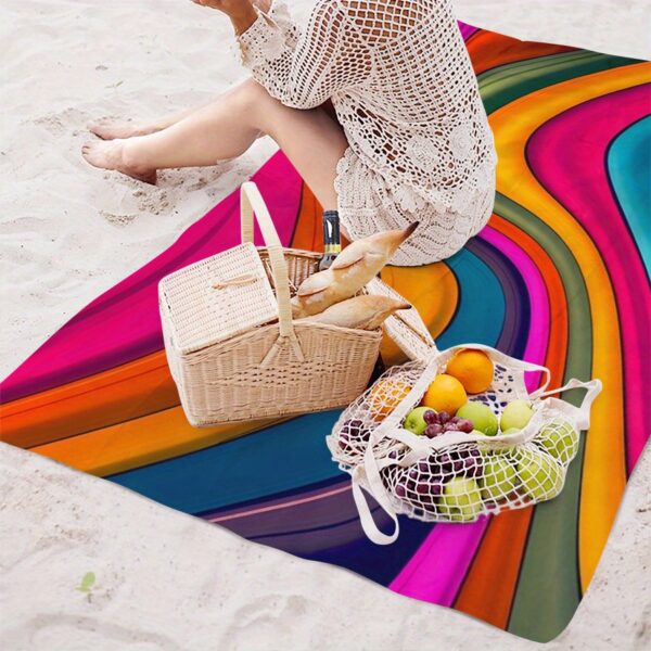 Drap de plage Motif Vagues Colorées – Image 7