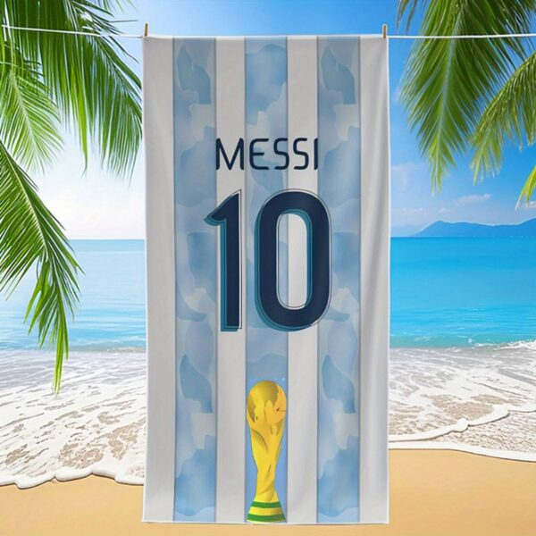 Serviette de plage imprimée sur un maillot de Messi – Image 2