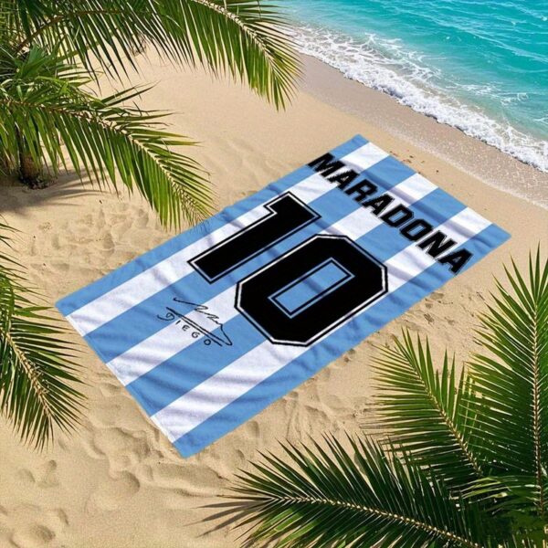 Serviette de plage Maradona #10 Jersey Imprimé – Image 6