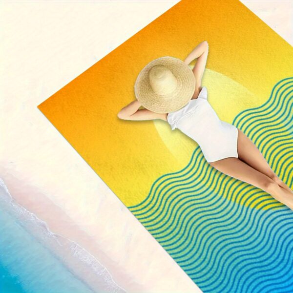 Drap de plage rayures d'ondes océaniques – Image 4