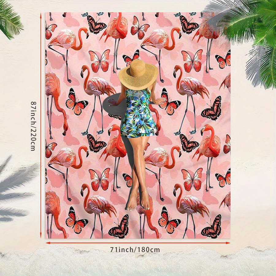Drap de plage Flamant Rose & Papillon – Image 13