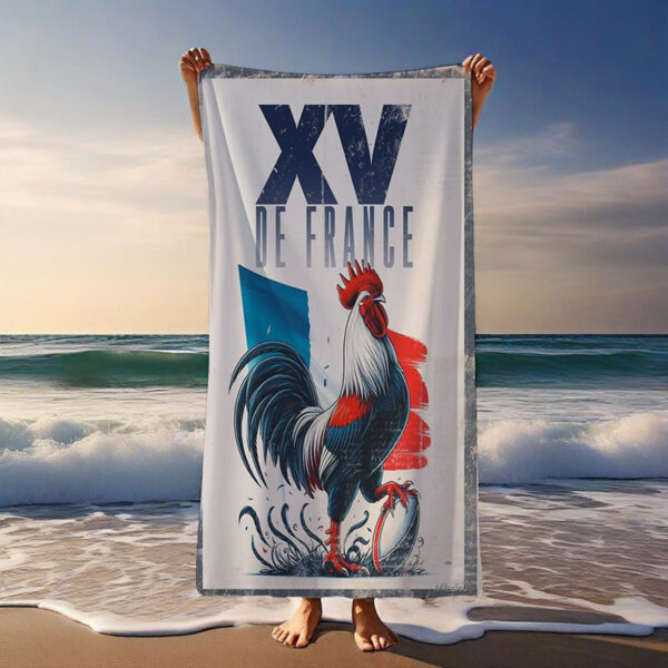 Serviette de plage avec le design de l'équipe de rugby XV DE FRANCE