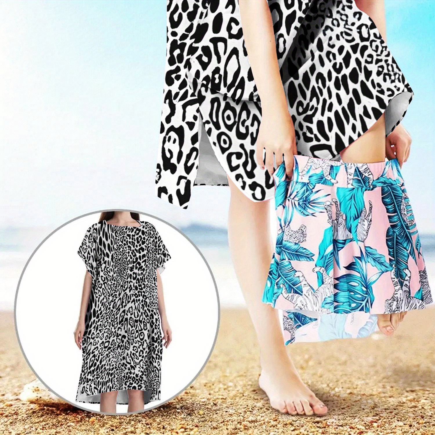 Poncho de Plage Imprimée Panthère Noire – Image 7