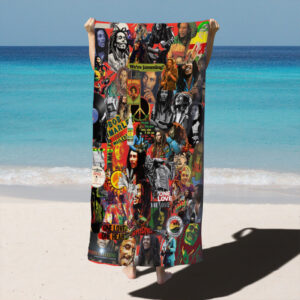 Serviette de Plage Collage Musique Reggae Bob Marley