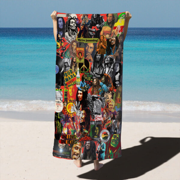 Serviette de Plage Collage Musique Reggae Bob Marley