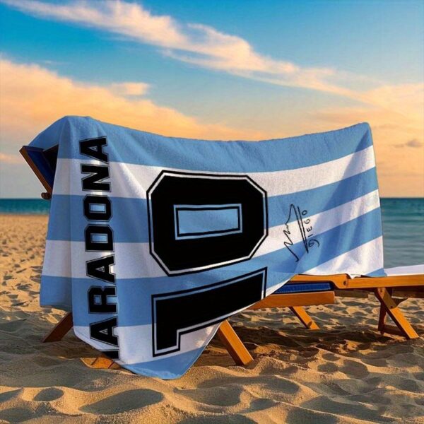 Serviette de plage Maradona #10 Jersey Imprimé – Image 2