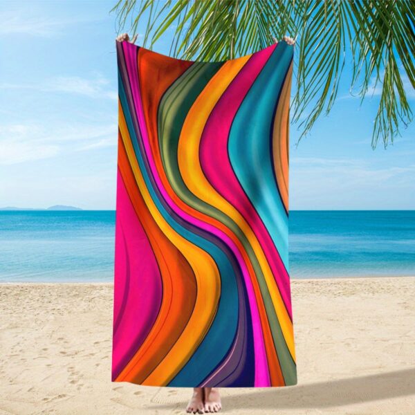 Drap de plage Motif Vagues Colorées – Image 6