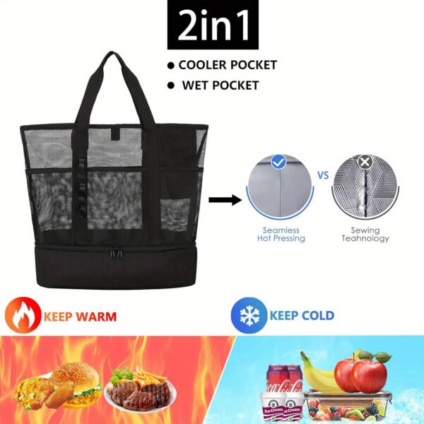 Sac de Plage Anti-Sable pour Femmes avec Glacière – Image 3