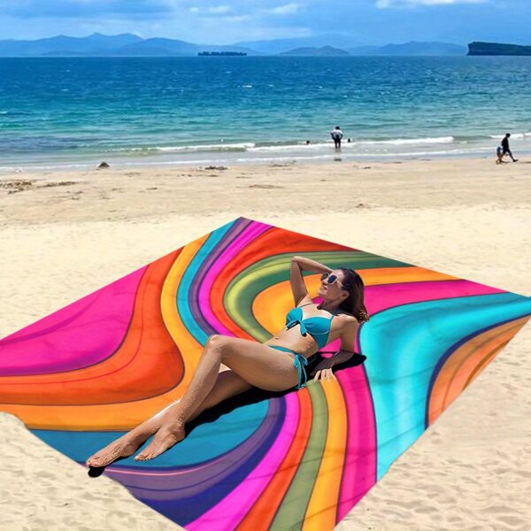 Drap de plage Motif Vagues Colorées – Image 2
