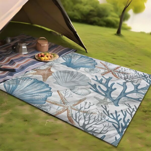 Drap de plage Motif Coquillage Océan Bleu – Image 6
