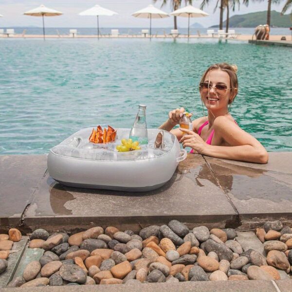 Support gonflable pour boissons dans la piscine avec 4 emplacements pour tasses – Image 4