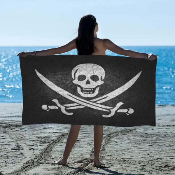 Serviette de plage en polyester Pirate Skull