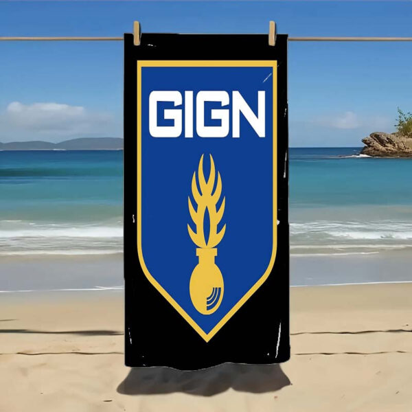 Serviette de Plage GIGN Drapeau Français Écusson – Image 4