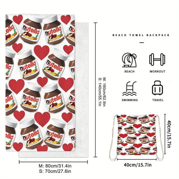 Serviette de plage et sac de rangement 2-en-1 sur le thème Nutella – Image 3