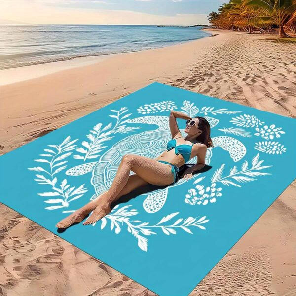 Drap de plage tortue bleu – Image 8