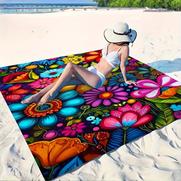 Drap de plage Imprimé Floral Tropical Vibrant – Image 8