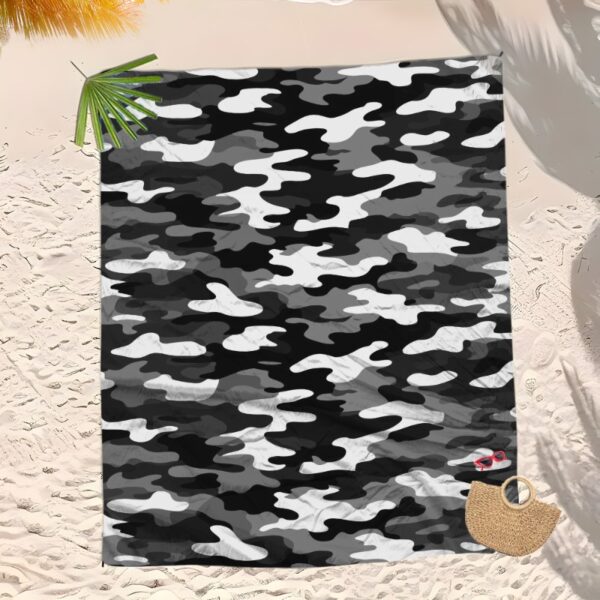 Serviette de Plage à camo Noir et Blanc