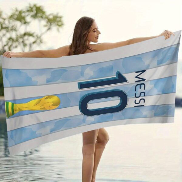 Serviette de plage imprimée sur un maillot de Messi