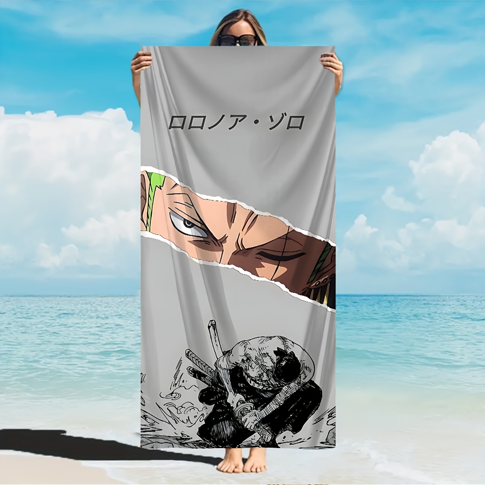 Serviette de Plage Imprimée One Piece Anime - Personnage Classique Monkey D. , 1 Pièce, Douce, Absorbante, Légère, Lavable à la Main ou en Machine, Idéale pour les Vacances, Voyages, Baignade, Natation, Yoga, Fitness et Essentiels d'Été, Accessoire de Fitness,Serviette de Bain,Serviette de – Image 4