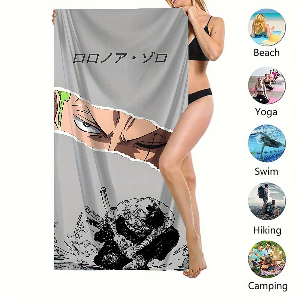 Serviette de Plage Imprimée One Piece Anime - Personnage Classique Monkey D. , 1 Pièce, Douce, Absorbante, Légère, Lavable à la Main ou en Machine, Idéale pour les Vacances, Voyages, Baignade, Natation, Yoga, Fitness et Essentiels d'Été, Accessoire de Fitness,Serviette de Bain,Serviette de – Image 6