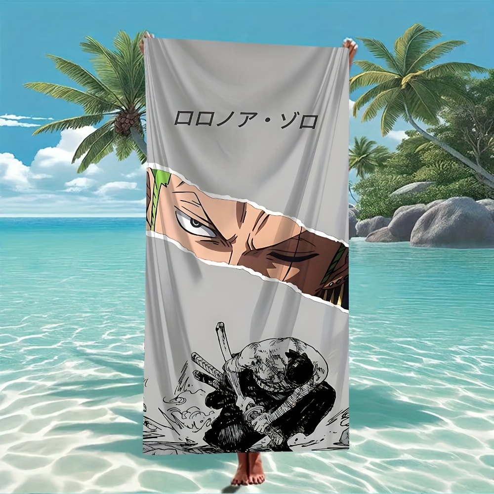 Serviette de Plage Imprimée One Piece Anime - Personnage Classique Monkey D. , 1 Pièce, Douce, Absorbante, Légère, Lavable à la Main ou en Machine, Idéale pour les Vacances, Voyages, Baignade, Natation, Yoga, Fitness et Essentiels d'Été, Accessoire de Fitness,Serviette de Bain,Serviette de – Image 2