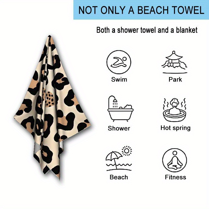 Serviette de plage en microfibre, Stay wild leopard, Serviette de Plage r, bonne année, printemps, Pâques, Serviette de Plage Légère et Fine en Microfibre, Séchage Rapide Absorbante Compacte, Cadeau pour Adultes – Image 8